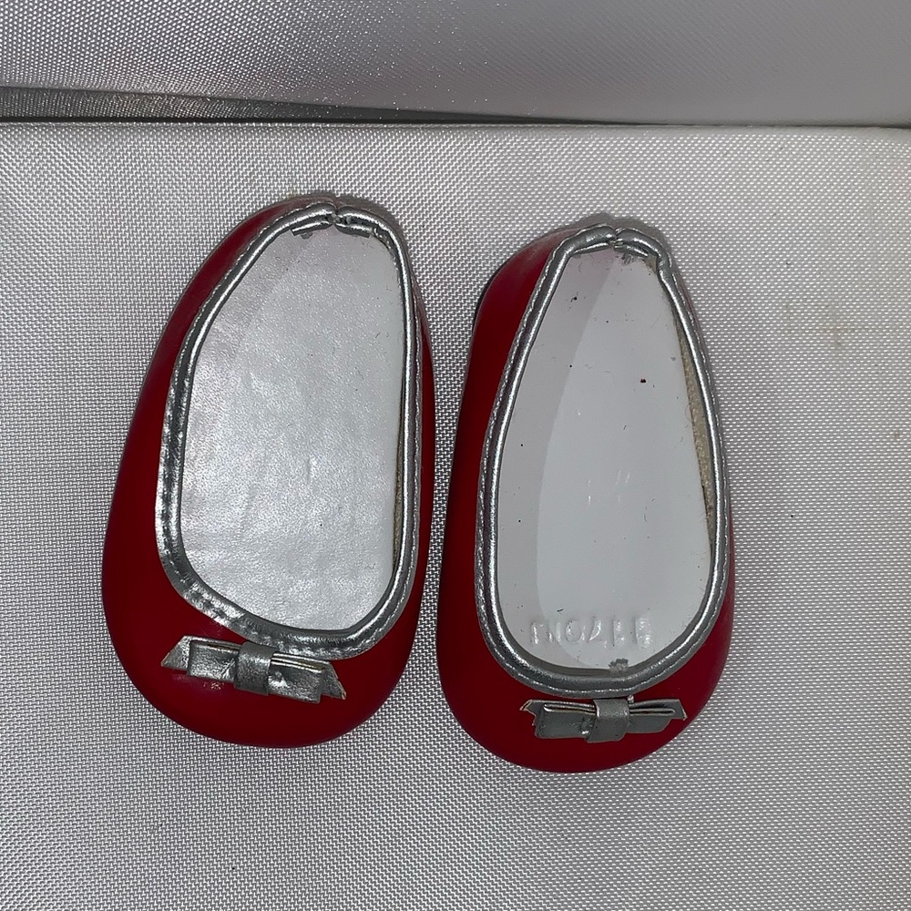 EUC Retire Vintage ruby Red & silver slipper shoes